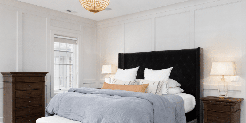 DIY Wainscotting on walls behind bed
